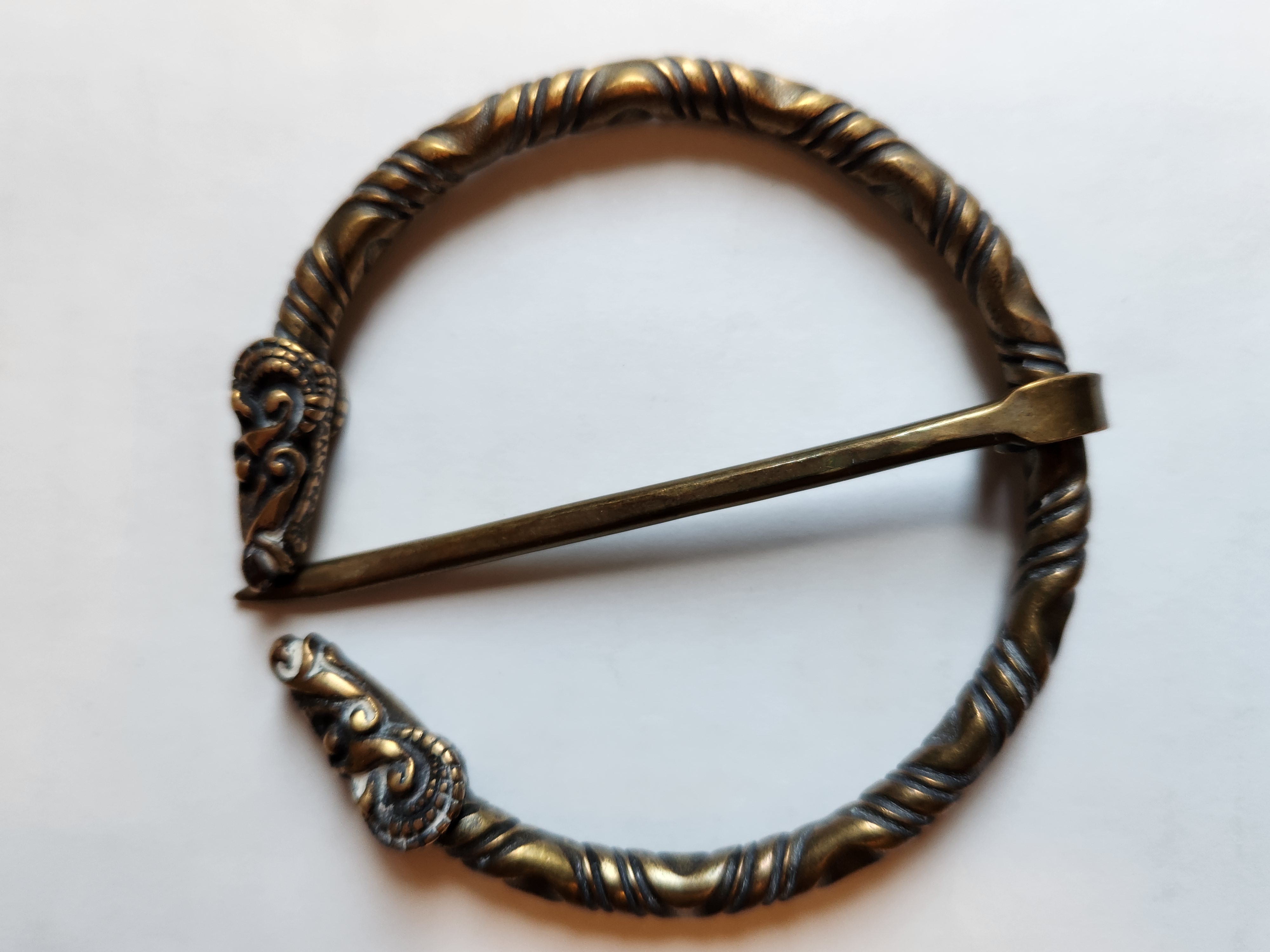 Brass Rams Head Penannular Plaid Brooch (image for) Brass Rams Head Penannular Plaid Brooch