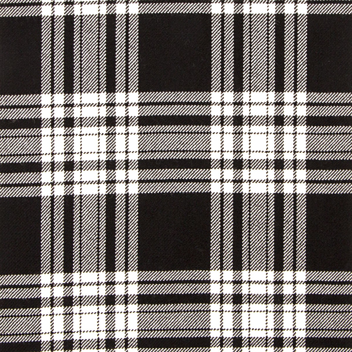 Menzies Black & White Modern Heavy Weight Tartan Fabric - Click Image to Close